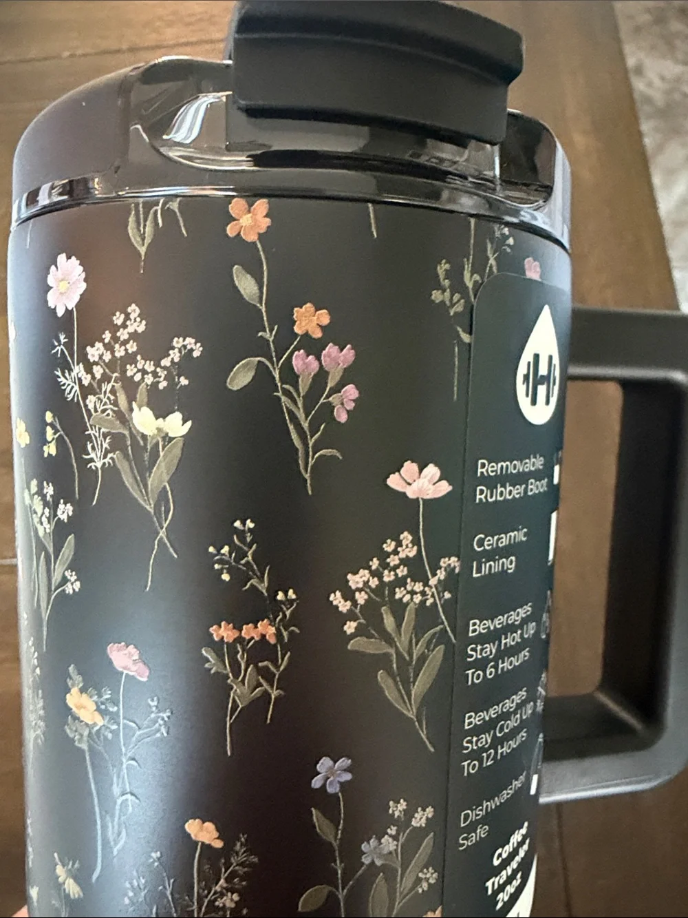 HydroJug Midnight Floral 20oz Coffee Traveler! New!